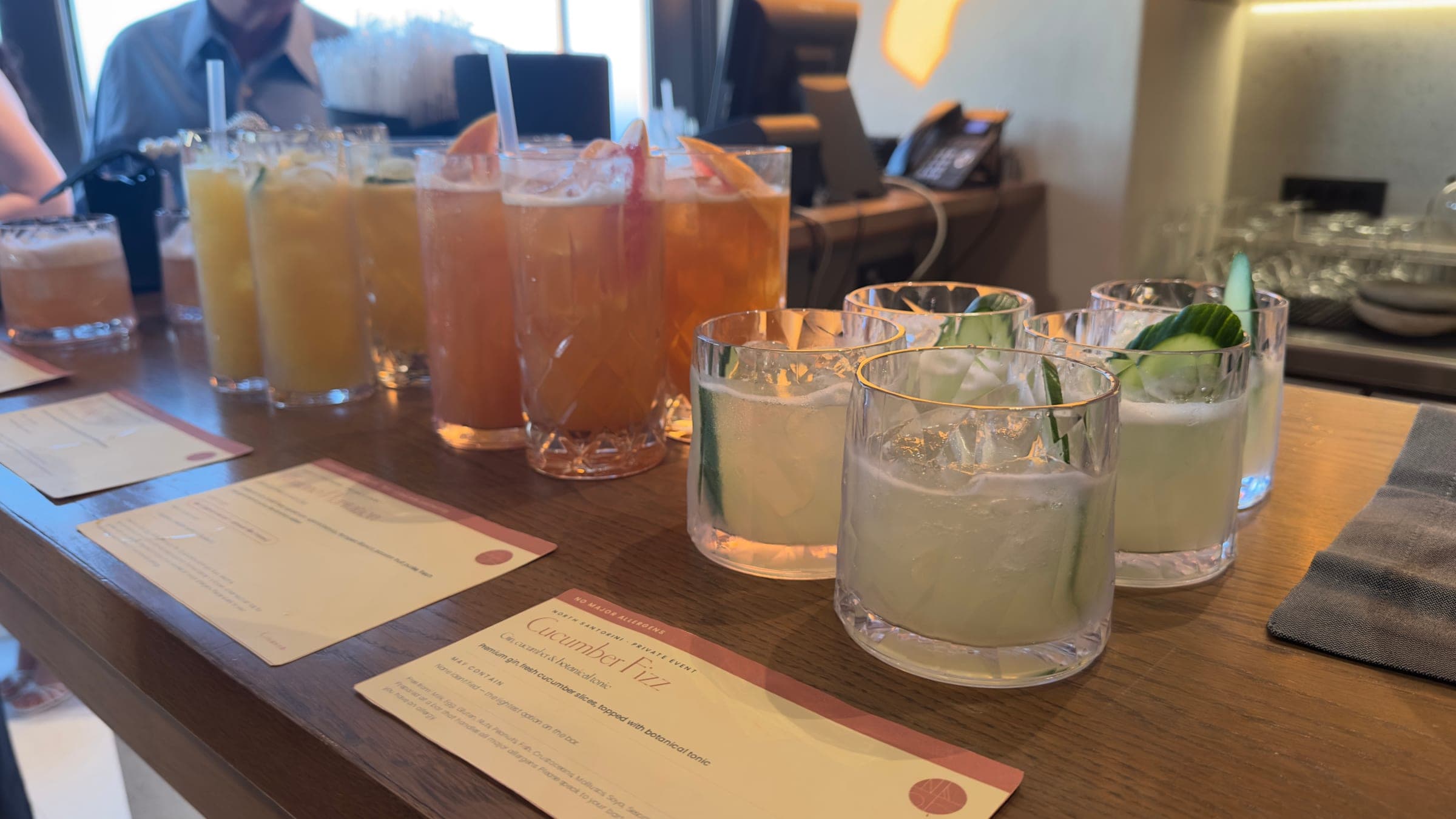 Welcome cocktails for the wedding guests